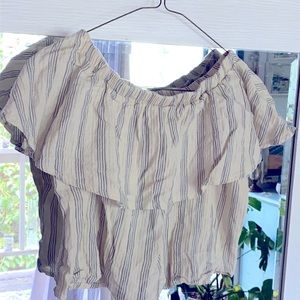 Rylee + Cru Vintage-off the shoulder crop top